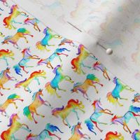 Rainbow watercolour unicorns - smaller scale