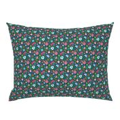 Bohemian Botanical Flowers Floral on Navy Small Tiny