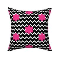 Black Chevron Hot Pink Floral