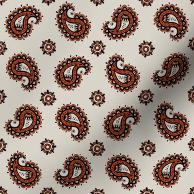 bandana paisley off white d8d4c9 and rust