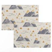 Gold-Tipped Watercolor Mountains