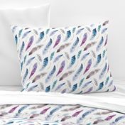 Watercolor feather boho color organic design30