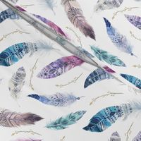 Watercolor feather boho color organic design30