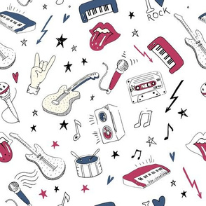 Rock music background textures, musical hand drawn doodle style pattern3