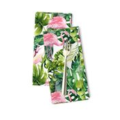  Tropical leaves and flamingo