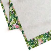  Tropical leaves and flamingo