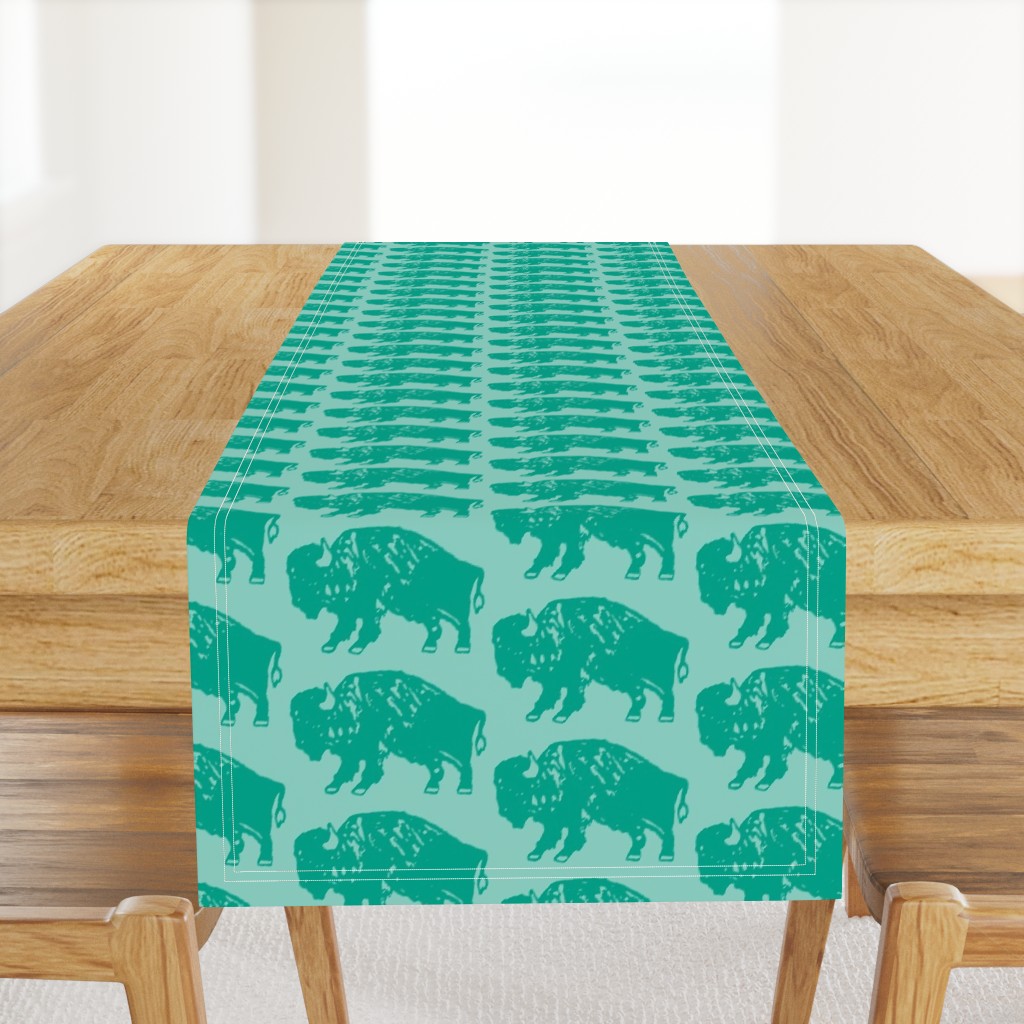 Bison Print - Aqua 