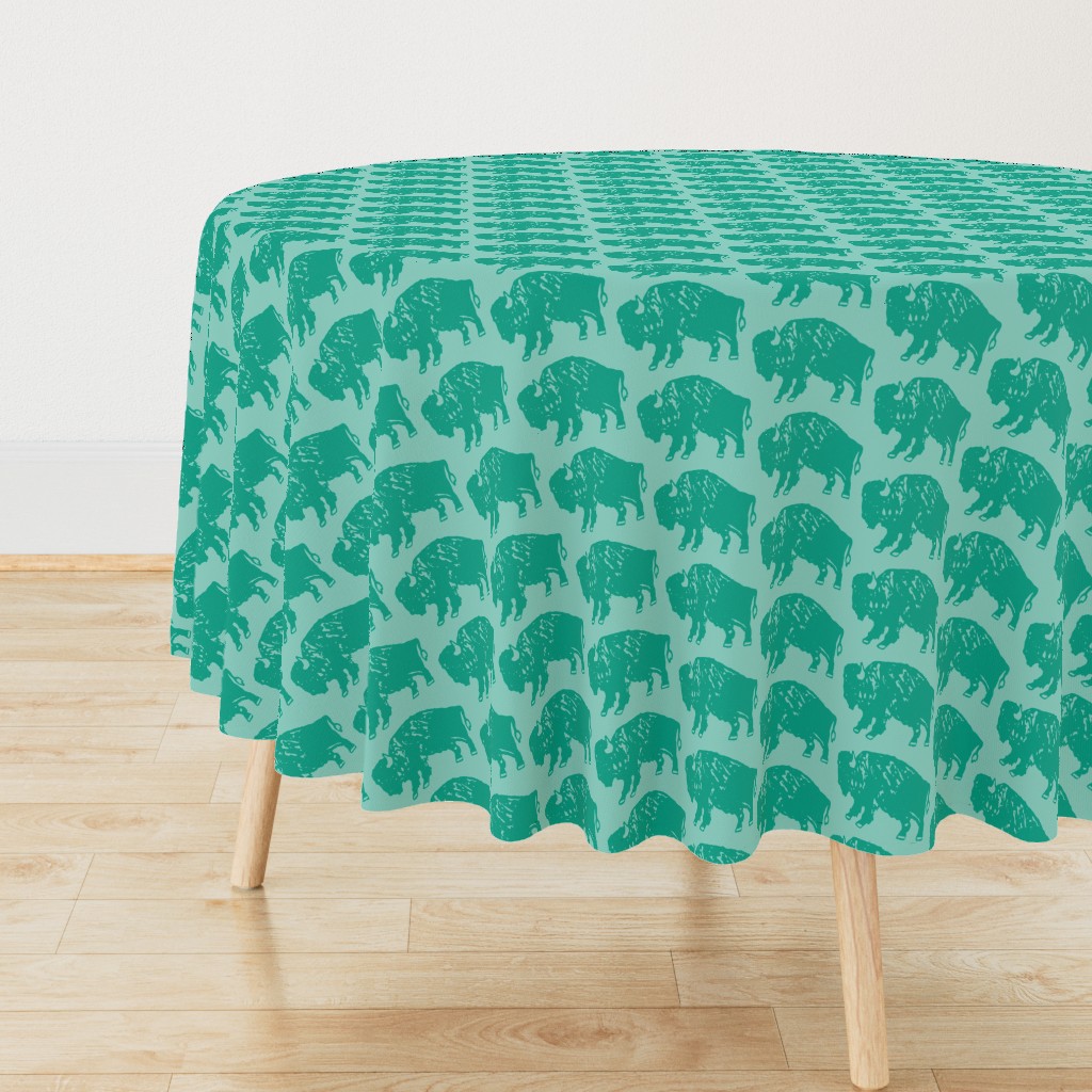 Bison Print - Aqua 