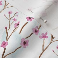 16-08h Cherry Tree branch Blossom Flower Watercolor || Japan Japanese Asian Clouds Pink Blue White _Miss Chiff Designs