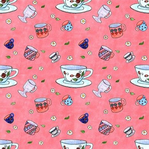 Watercolor Tea Cups Pink