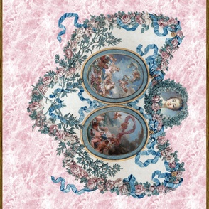 Madame de Pompadour Panel on Poisson Pink Marble 