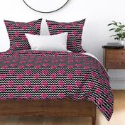 Black Chevron Hot Pink Spiral Swirl 