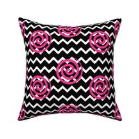 Black Chevron Hot Pink Spiral Swirl 