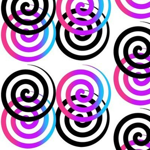 Rainbow Black Spiral Swirl