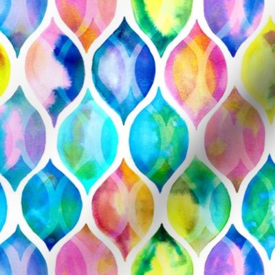 Radiant Rainbow Watercolor Ogee Pattern Small