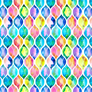 Radiant Rainbow Watercolor Ogee Pattern Small
