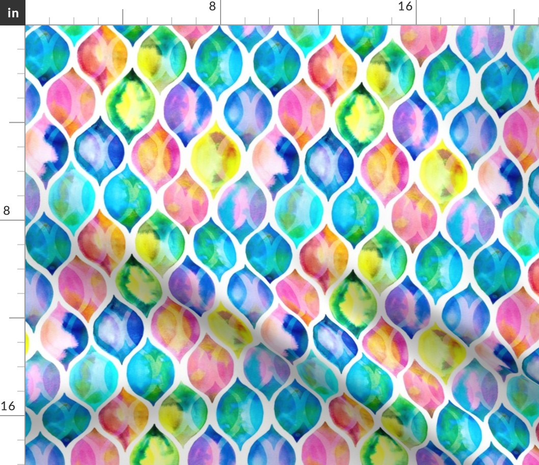 Radiant Rainbow Watercolor Ogee Pattern Small