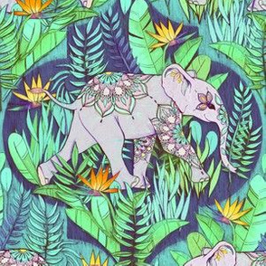 Little Elephant on a Jungle Adventure - faded vintage version