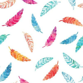 Watercolor falling feathers