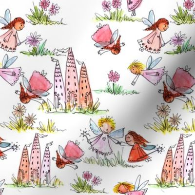 Fairies and Pink Castles for Princesses in Watercolour