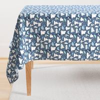 Arctic Animal Icebergs - blue and mustard  - Medium-Small