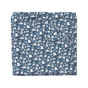 Arctic Animal Icebergs - blue and mustard  - Medium-Small