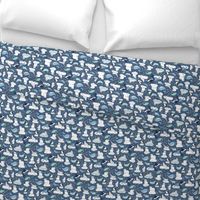 Arctic Animal Icebergs - blue and mustard  - Medium-Small