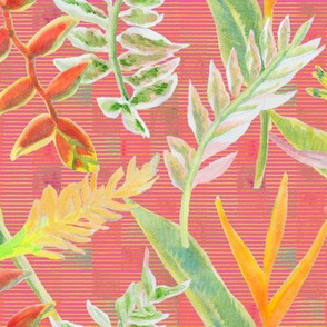 Tropical Scatter Watercolor on Bright Coral