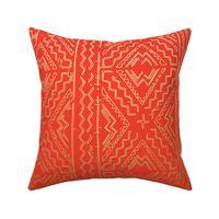 Red Orange Clay Brick Mudcloth mud cloth african with gold