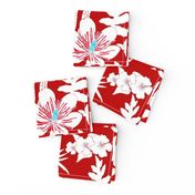 Red Bold Fern Floral 12inL