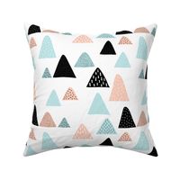 Abstract geometric triangle mountain peak winter Scandinavian style coral mint