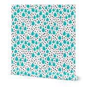 Abstract love and rain drops and dots geometric memphis style design blue black and white