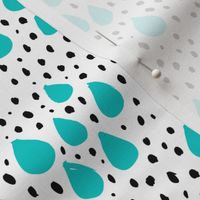 Abstract love and rain drops and dots geometric memphis style design blue black and white