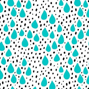 Abstract love and rain drops and dots geometric memphis style design blue black and white
