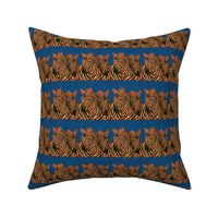Loving African Zebras in tan/peach and black with blue background
