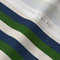 Navy Blue, Hunter Green, and Cream Vertical Half Inch Stripes