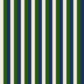 Quarter Inch Navy Blue, Hunter Green, and Cream Vertical Stripes