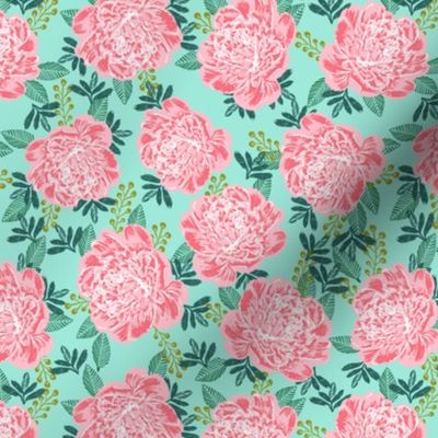 peony peonies girls mint and pink green and pink cute girls flowers florals