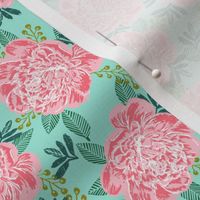 peony peonies girls mint and pink green and pink cute girls flowers florals