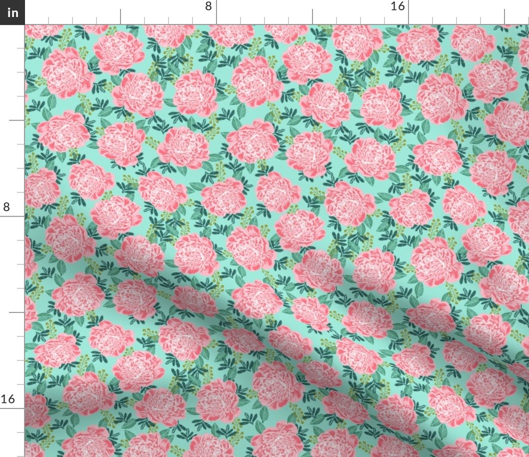 peony peonies girls mint and pink green and pink cute girls flowers florals