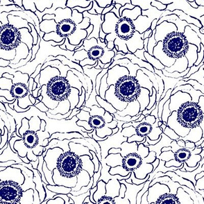 flowers indigo florals dark navy blue ink paint painted home decor girly cute flowers ranunculus flowers anemone 