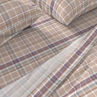 Beige Cream Blue Wine Plaid