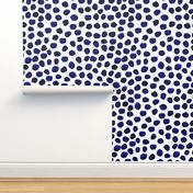 indigo watercolor dots polka dots spots painted kids painting dark navy blue abstract 