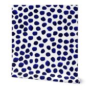 indigo watercolor dots polka dots spots painted kids painting dark navy blue abstract 