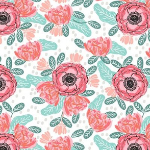 flowers florals  spring pink and mint girls springs cute girls room painted flowers