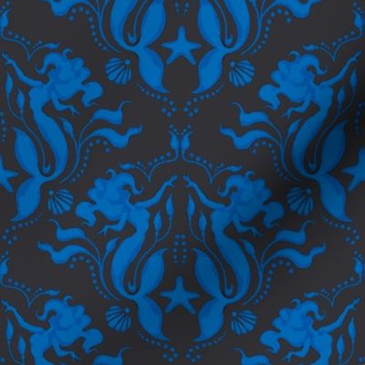 Mermaid Damask-Royal Blue/Black - PG