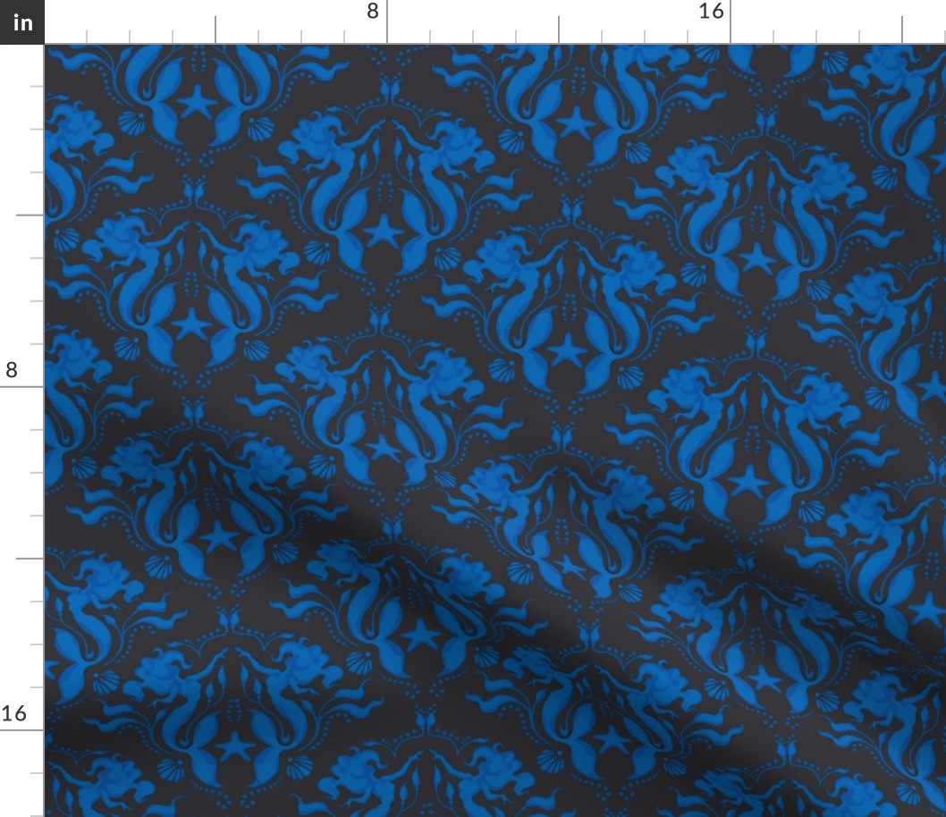 Mermaid Damask-Royal Blue/Black - PG