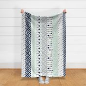 Wholecloth 1 yard cut // Cheater Quilt // navy,mint,grey