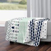 Wholecloth 1 yard cut // Cheater Quilt // navy,mint,grey