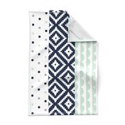 Wholecloth 1 yard cut // Cheater Quilt // navy,mint,grey